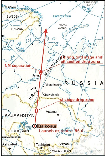 Куда падают ступени от ракет с байконура карта