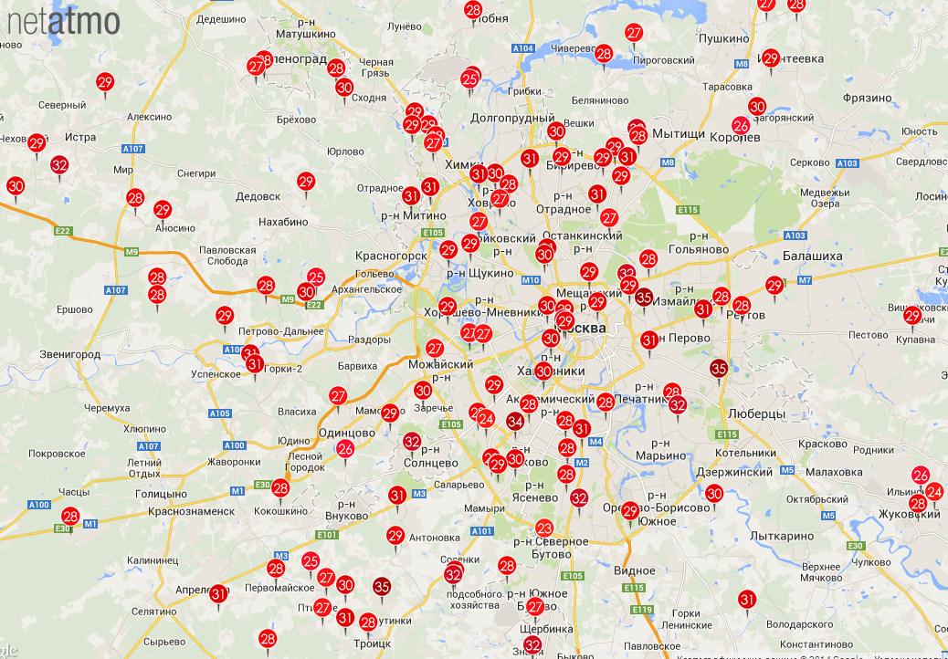 Метеорологическая карта подмосковья