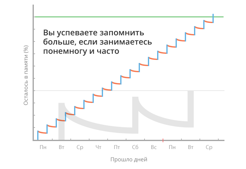 Интервальное повторение английских слов схема