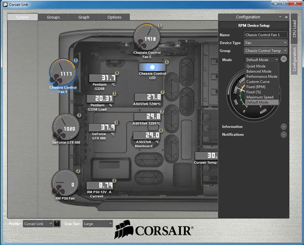 В комплект входит ПО Corsair Link Dashboard