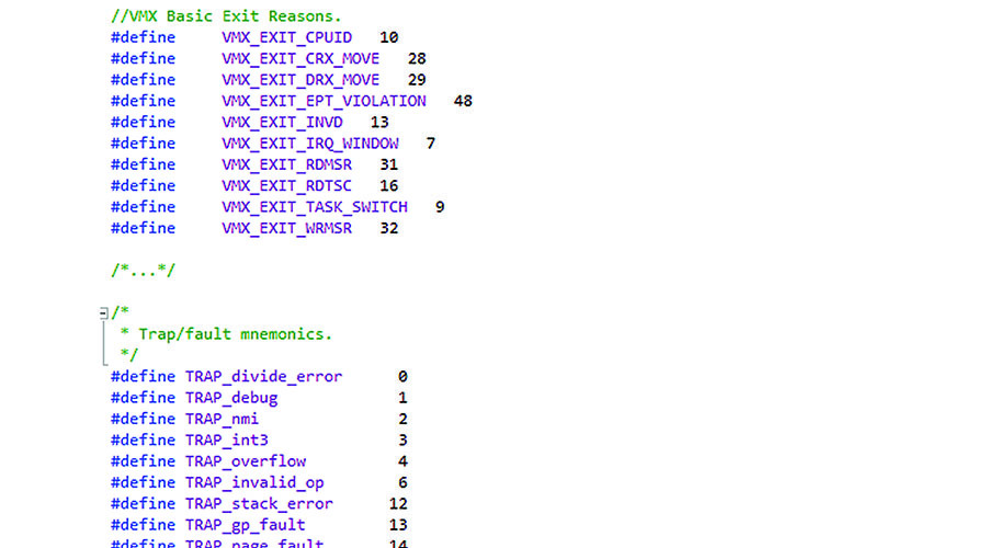 Рис. 6. Некоторые callback’и, предоставляемые Intel VTx