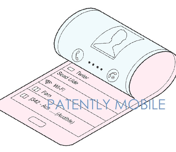 Экраны, сворачиваемые трубочкой, пока не встречаются в смартфонах, но как их можно использовать, в Samsung уже знают