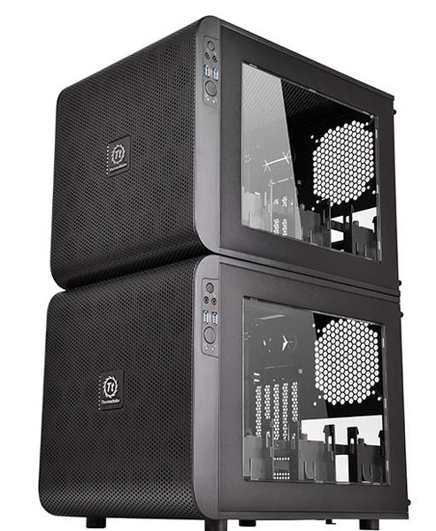 Производитель отмечает, что два корпуса Thermaltake Core V21 можно поставить друг на друга