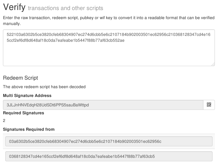 verify Redeem Script