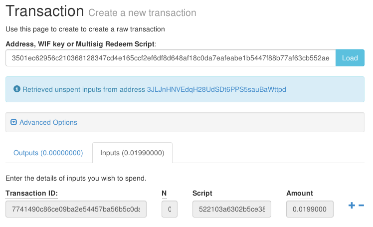 transaction 2 Redeem Script