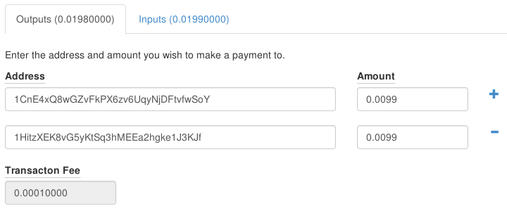 transaction 2 outputs