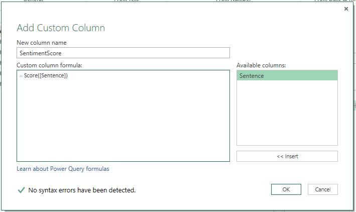 Анализ тональности текста в Excel с помощью Azure Machine Learning и Power Query - 8