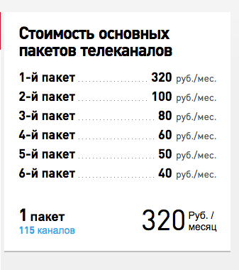 Ростелеком интерактивное ТВ способно отображать на экране тарифы на телевидение. Как надо сложить чтобы получить 555 рублей?