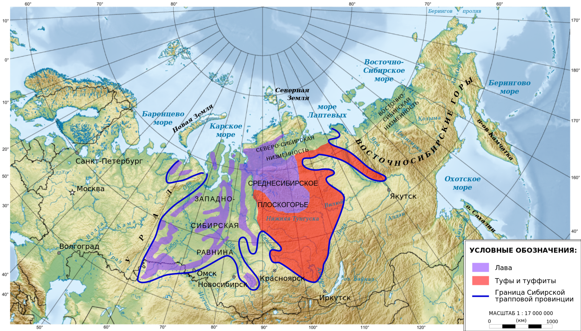 Карта древних морей на территории россии