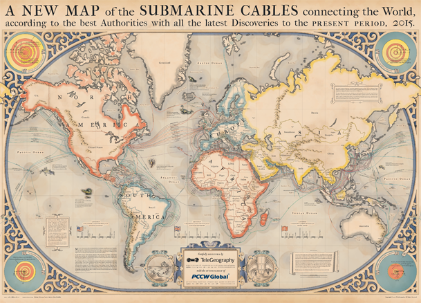 Карта интернет-магистралей мира от TeleGeography. Версия 2015 года - 1