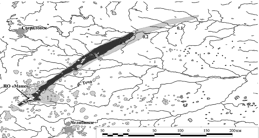 Кыштымская авария карта