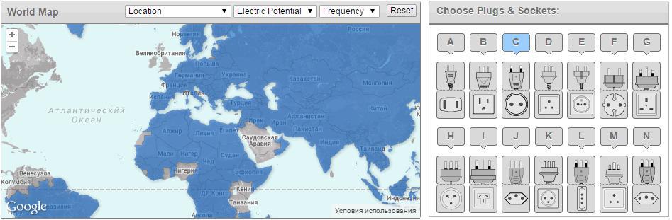 Розетки в разных странах мира фото