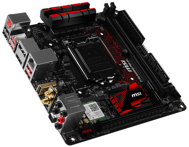 Оснащение платы MSI Z170I Gaming Pro AC включает видеовыходы шесть портов USB 3.0