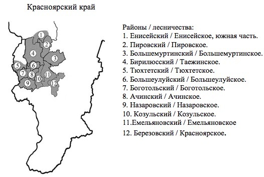 Карта лесничеств красноярского края