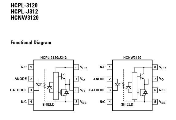 Оптодрайвер hcpl3120 схема включения