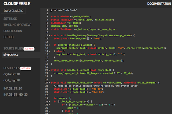 Простые цифровые часы Watchface для Pebble и очень простой пример их разработки в cloud pebble - 14