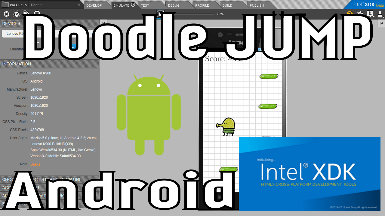 Создание игры Doodle Jump для Android в Intel XDK за 2 часа на JavaScript с  нуля