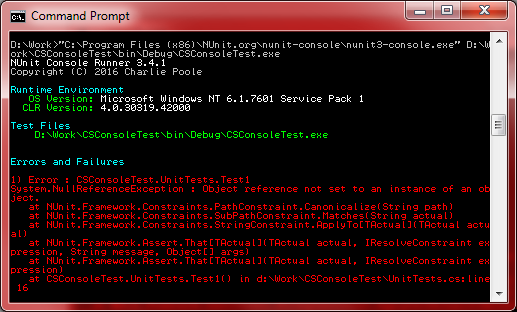 NUnit NullReferenceException