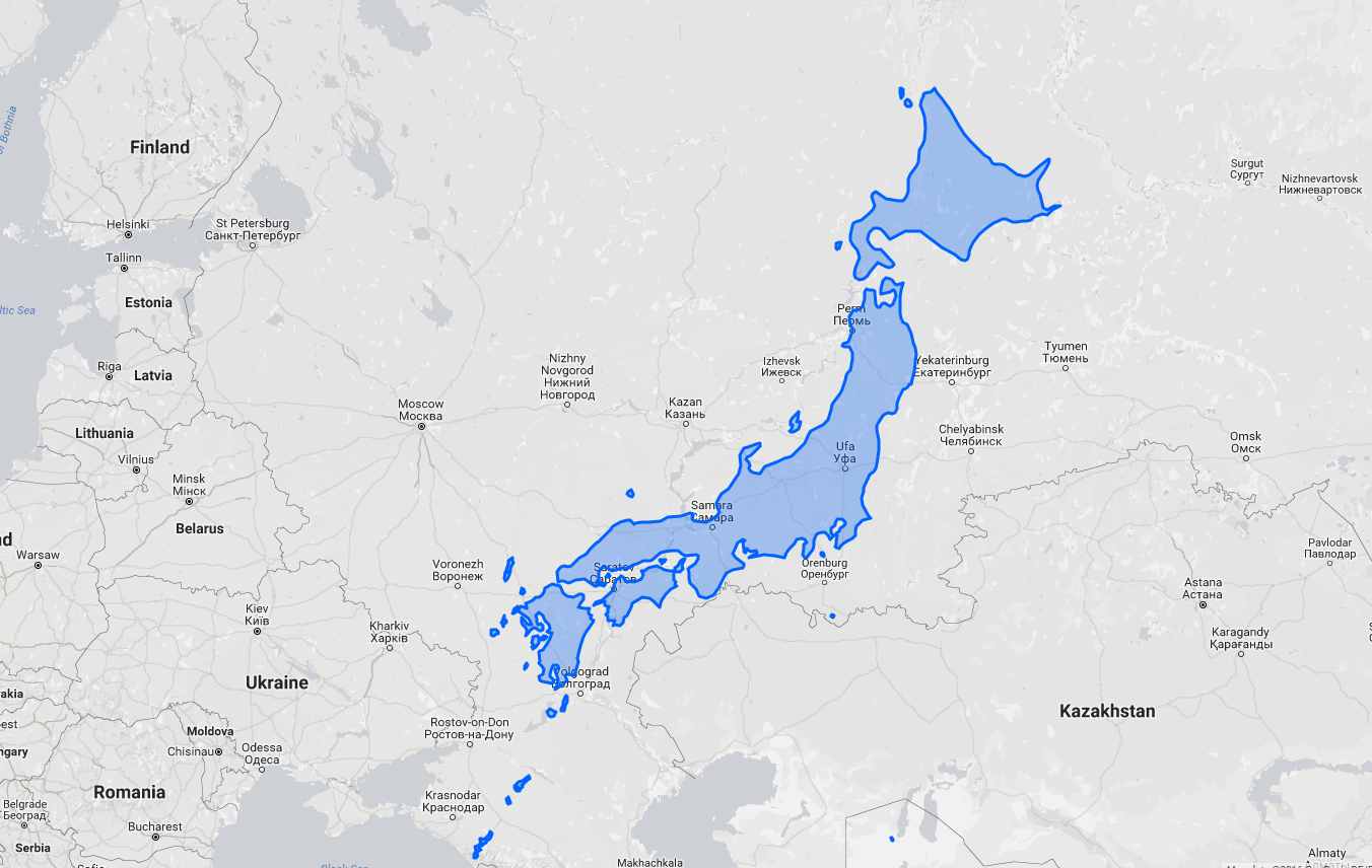 Карта россии и японии