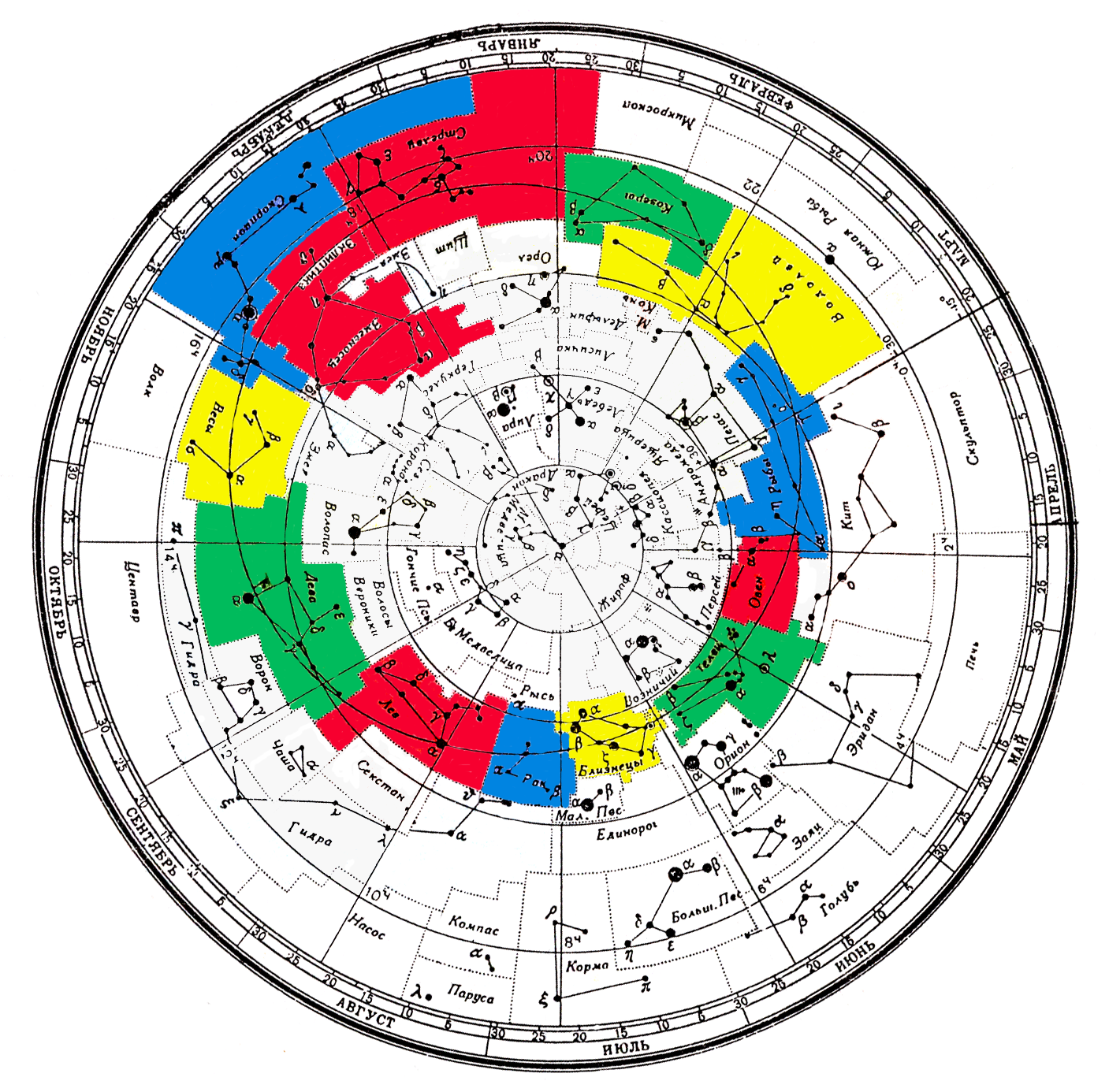 Карта созвездий знаков зодиака