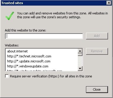 Site to Zone Assignment list и Internet Explorer с включенной Enhanced Security Configuration - 1