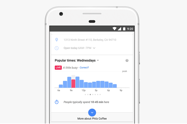 Сервис Google Maps научился показывать подробную информацию по загруженности заведений
