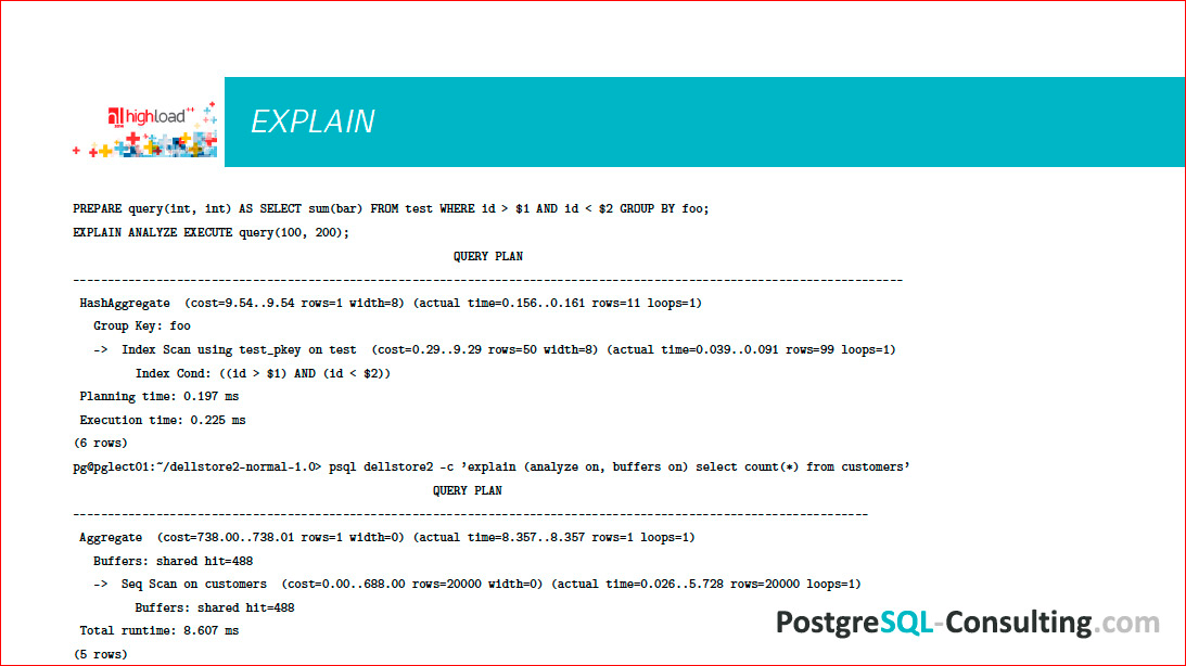 Посмотреть план выполнения запроса postgresql