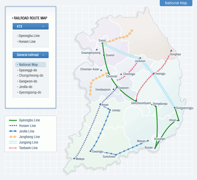 Южная линия. Карта скоростных линий железных дорог Кореи. Железные дороги Южной Кореи карта. Транспортные пути Южной Кореи. Транспорт Южной Кореи карта.