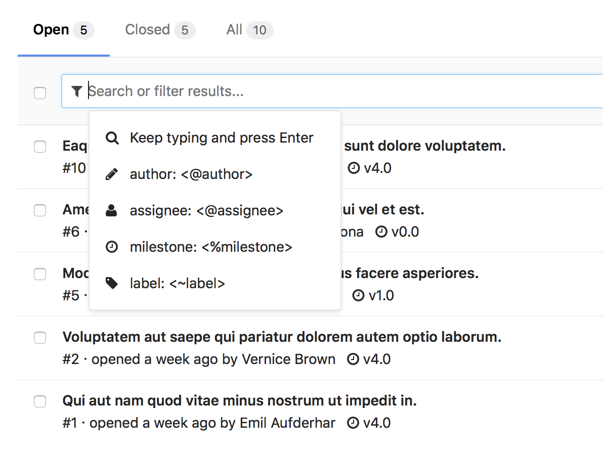 Improved issue search and filters in GitLab 8.16