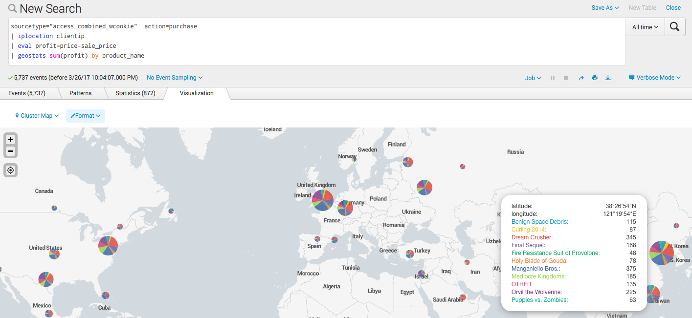 Splunk. Введение в анализ машинных данных — часть 2. Обогащение данных из внешних справочников и работа с гео-данными - 9