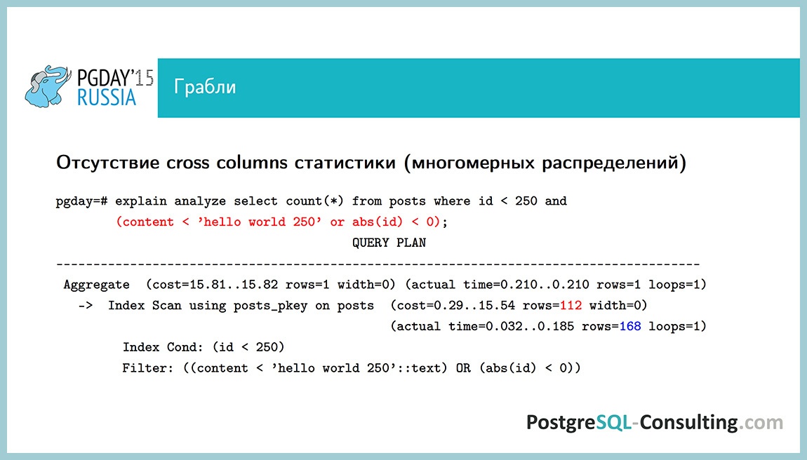 Анализ плана запроса postgresql