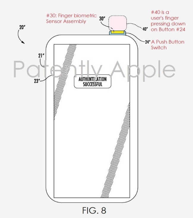 Сканер отпечатков пальцев iPhone 8 может находиться под кнопкой включения