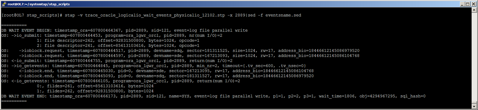Жизнь Oracle I-O: трассировка логического и физического ввода-вывода с помощью SystemTap - 10