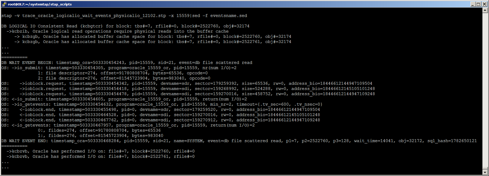 Жизнь Oracle I-O: трассировка логического и физического ввода-вывода с помощью SystemTap - 4