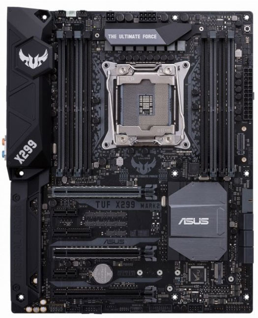 Системная плата Asus TUF X299 Mark 2 типоразмера ATX оснащена шестью слотами PCIe