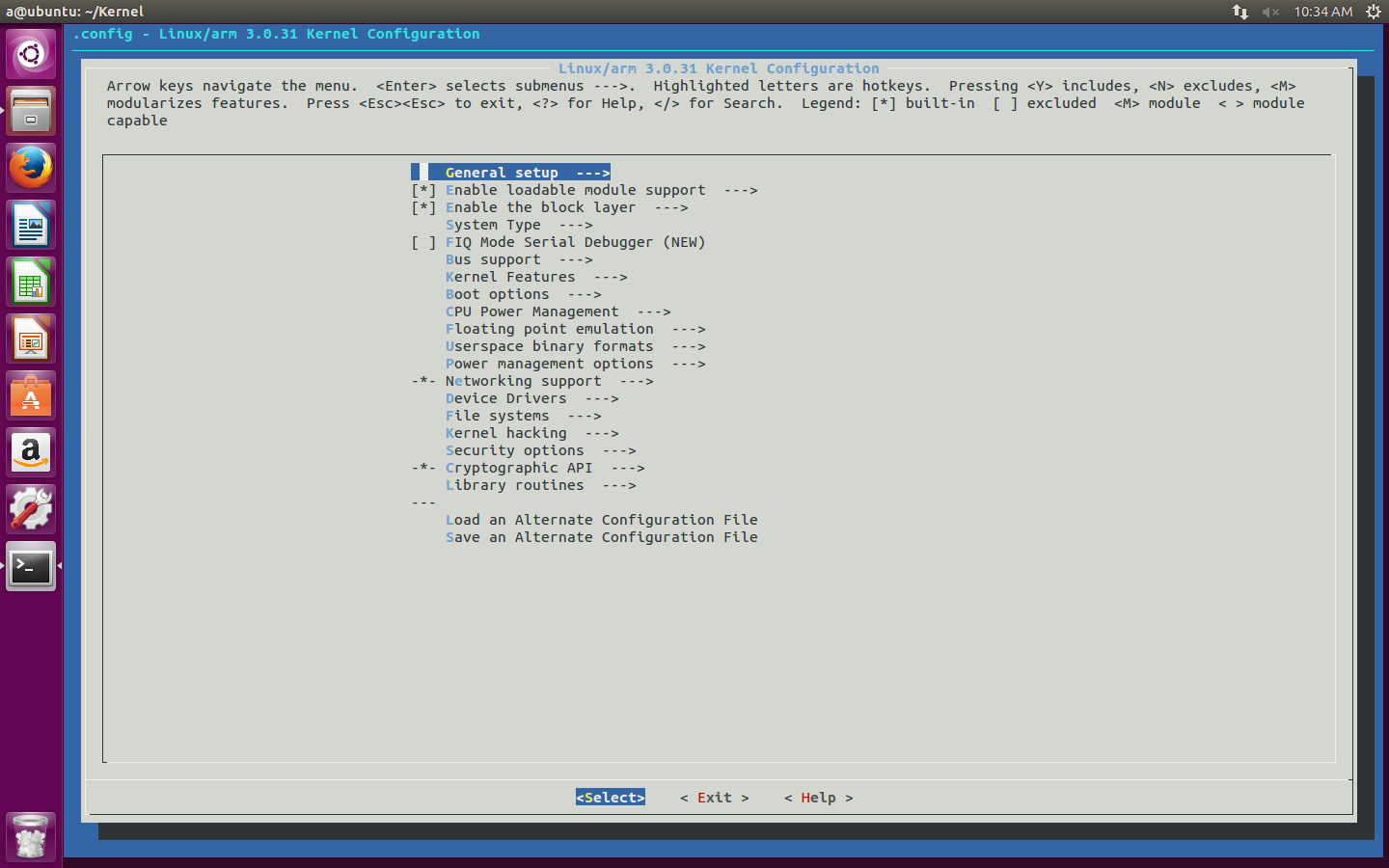 Kernel configuration