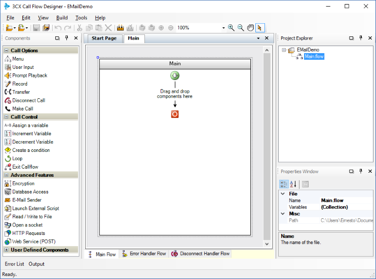 Отправка e-mail сообщения в среде разработки 3CX Call Flow Designer - 1