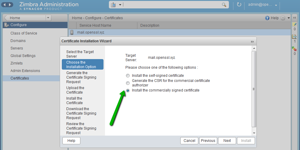 Установка SSL-сертификата на Zimbra - 5