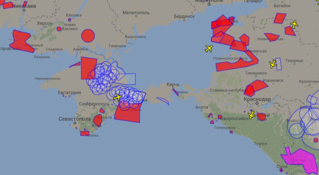Карта зон ограничения полетов