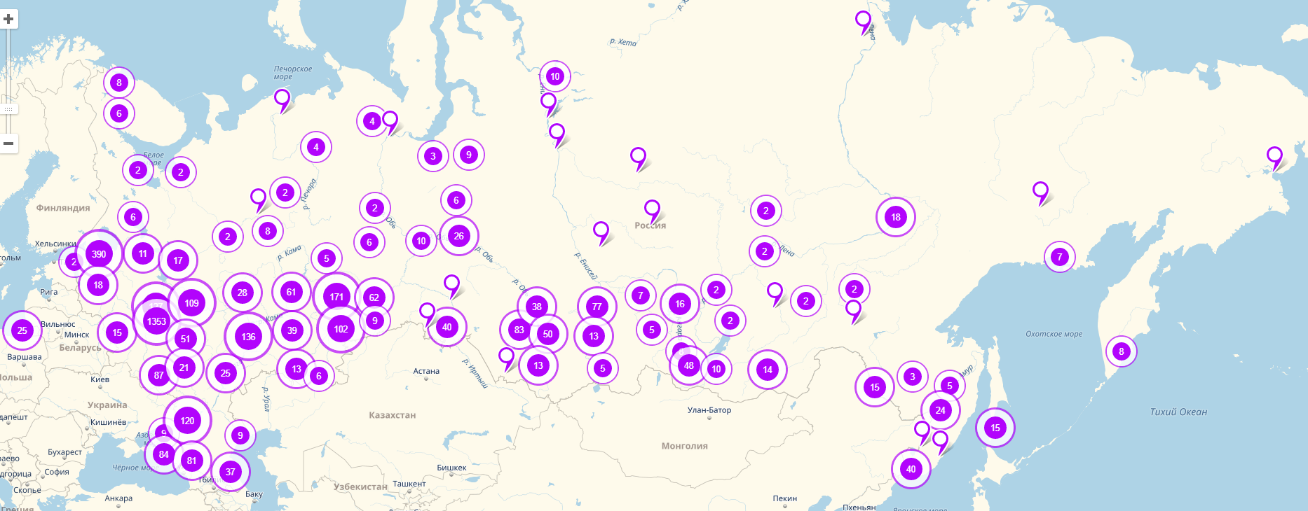 Карта покрытия минкомсвязь