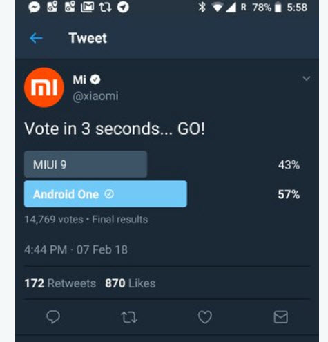 Xiaomi удалила страничку голосования, в котором MIUI проиграла Android One