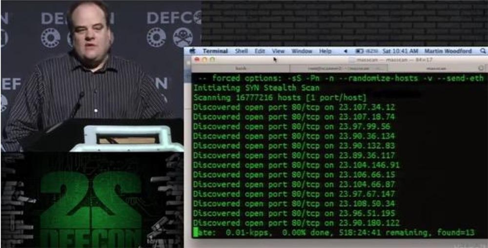 Конференция DEFCON 22. «Массовое сканирование Интернет через открытые порты». Роберт Грэхам, Пол МакМиллан, Дэн Тэнтлер - 12