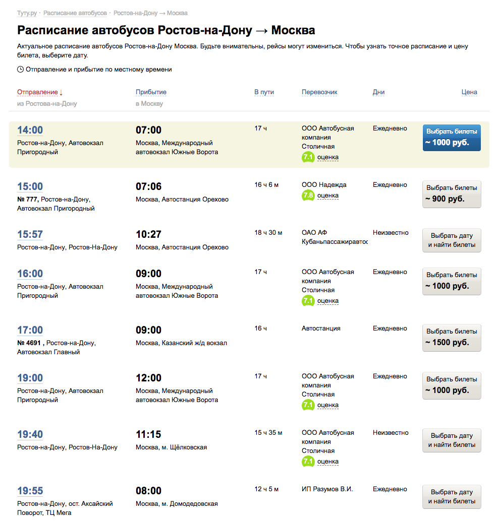 Расписание автобусов ростов минск