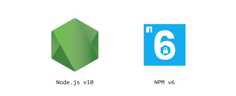 Node js 10. Npm 6. JAVASCRIPT "10"+1.