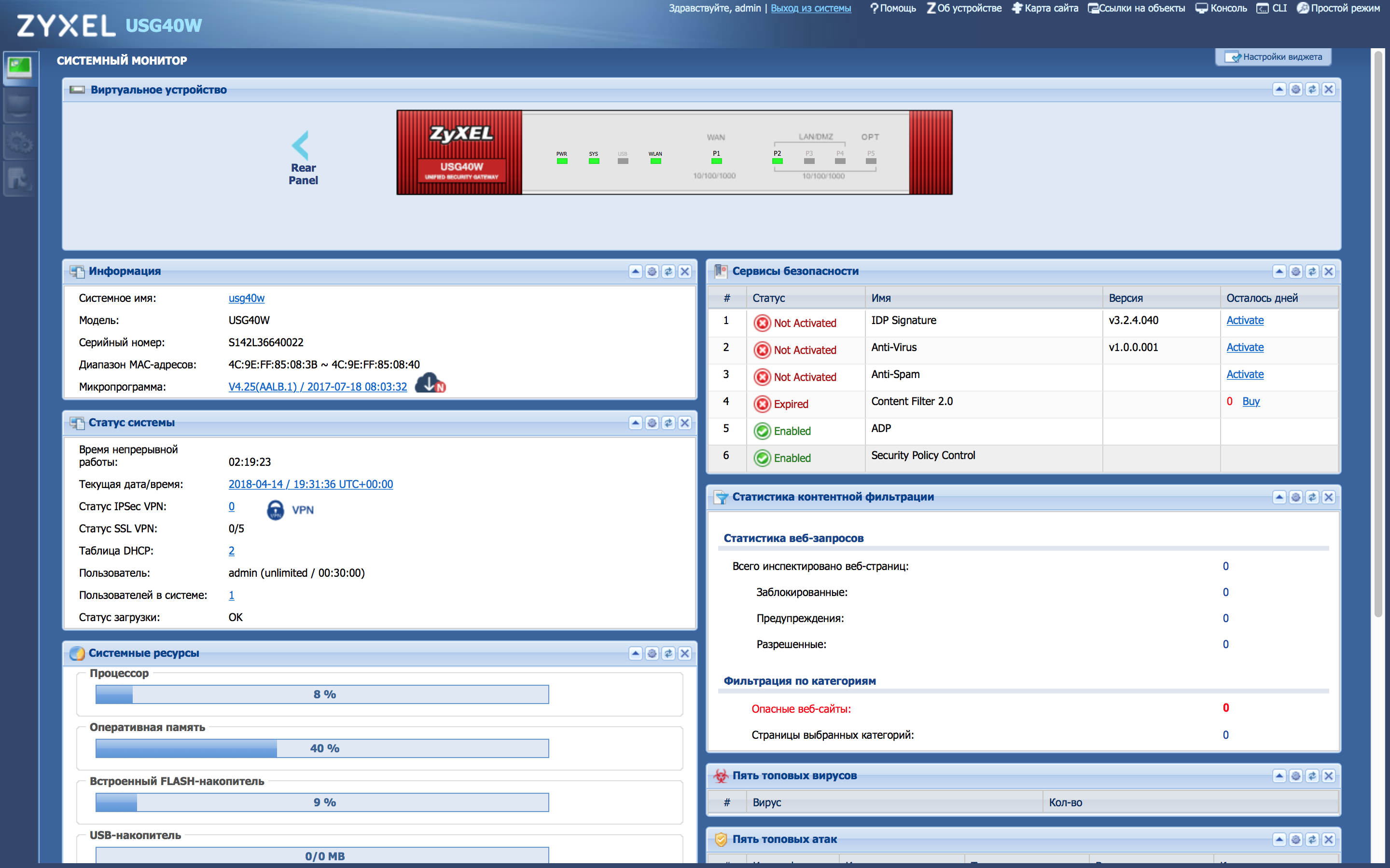 Построение расширенной системы антивирусной защиты небольшого предприятия. Часть 2. Антивирусный шлюз USG40W от Zyxel - 9