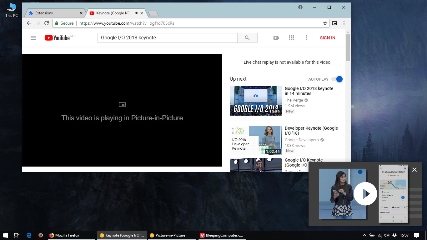 Chrome тестирует Picture-in-Picture API для всплывающих видео вне браузера - 1