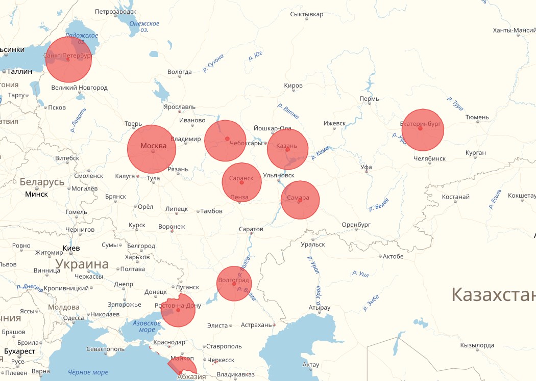 Карта зоны полетов дрона