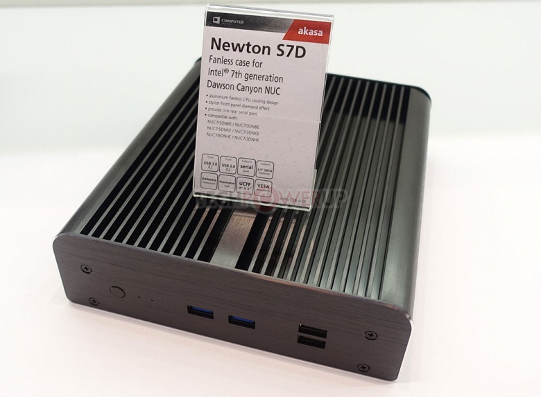 Корпуса Akasa Newton S7D, Newton D3 и Plato X7D предназначены для компьютеров NUC Dawson Canyon с пассивным охлаждением