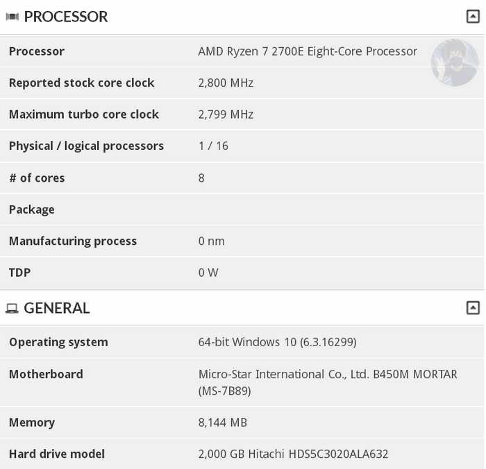 Процессор AMD Ryzen 7 2700E с пониженным энергопотреблением замечен в базе 3DMark