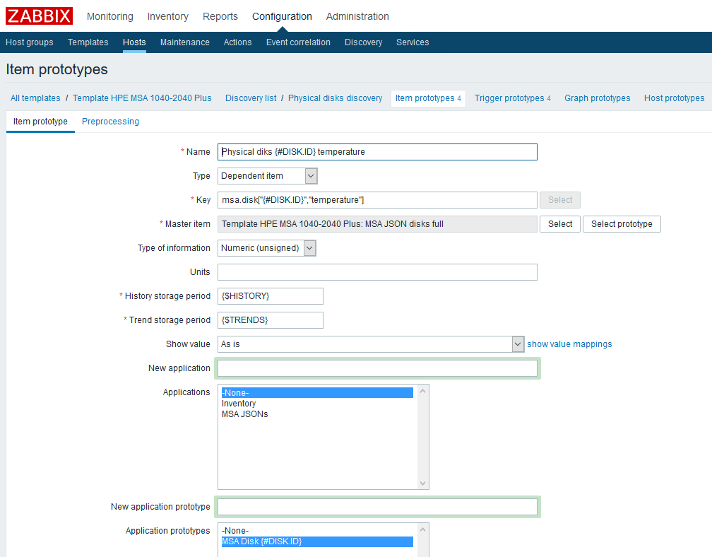 Использование Dependent items в Zabbix 4.0 на примере HPE MSA 2040-2050 - 5